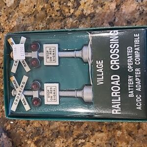 Dept 56 ~ Village Railroad Crossing Sign Set of 2 (55018) - Village Accessories